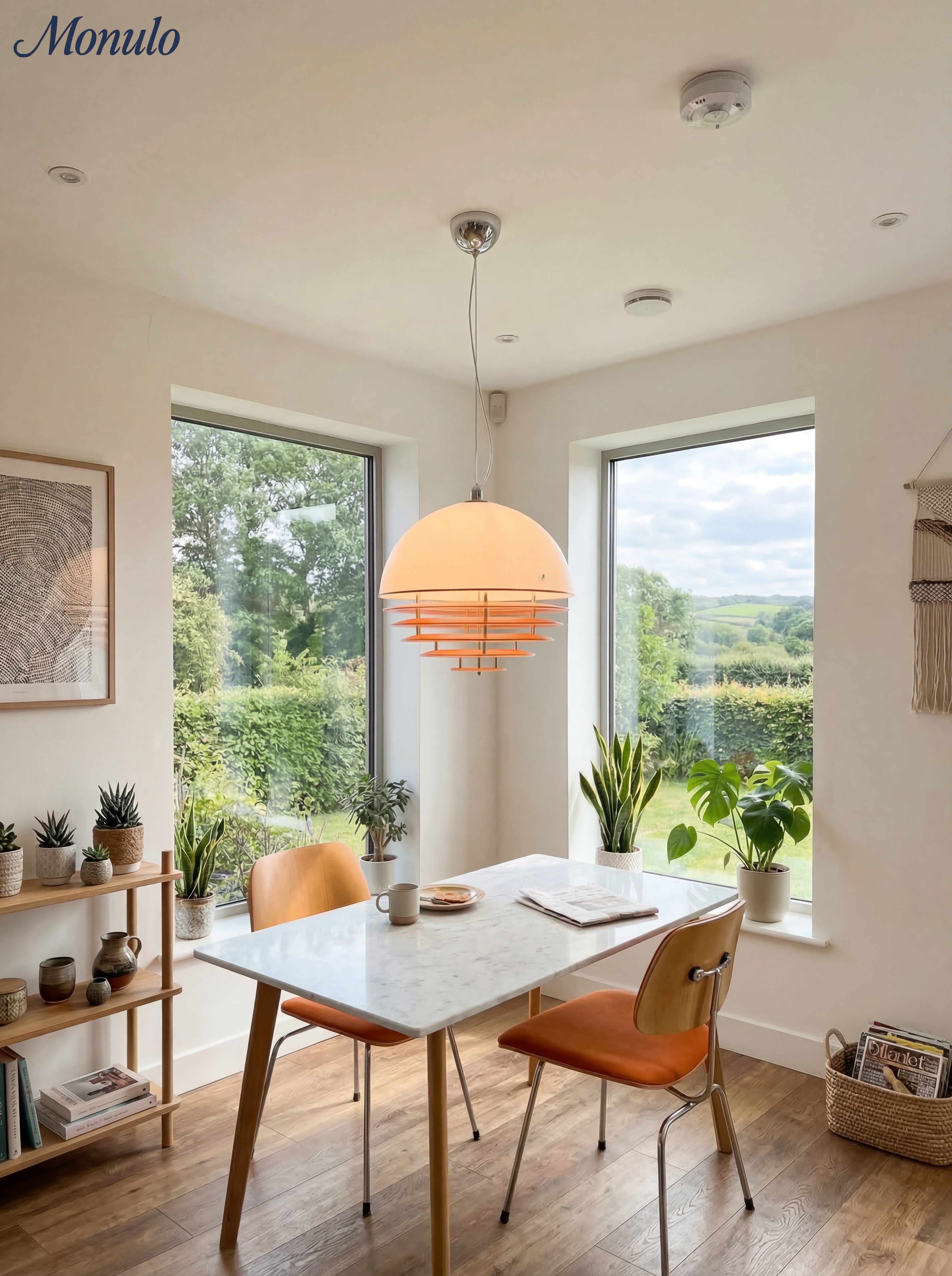Stijlvolle Hanglamp Bauhaus Design Oranje-Wit Sfeerverlichting voor Moderne Interieurs | Sansoti