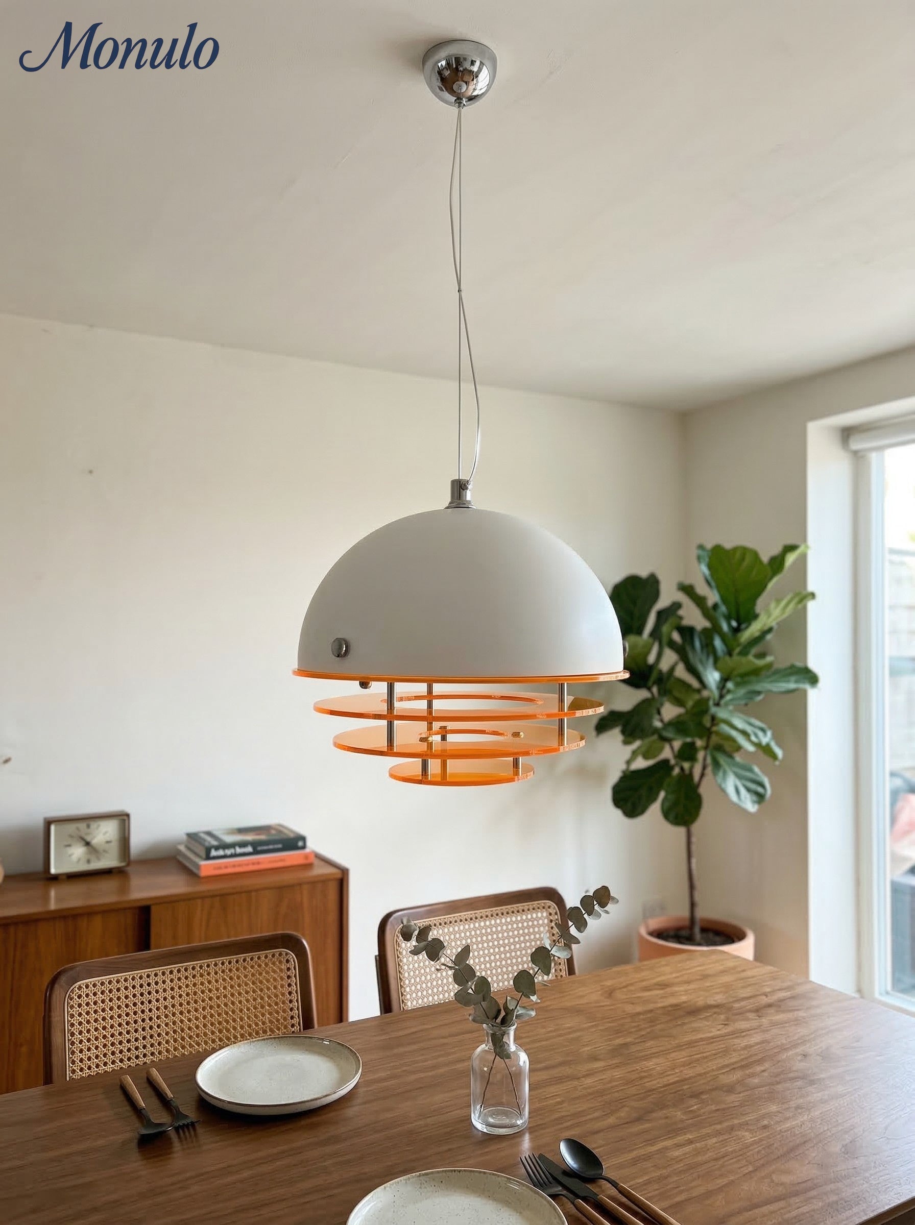 Stijlvolle Hanglamp Bauhaus Design Oranje-Wit Sfeerverlichting voor Moderne Interieurs | Sansoti