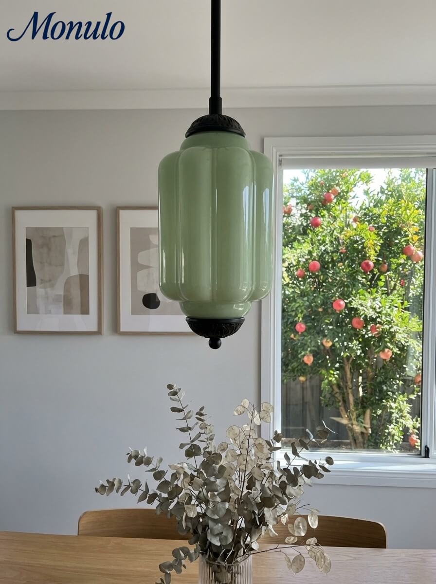 Vintage Glazen Hanglamp met Nostalgische Uitstraling – Verfijnde Verlichting voor Eetkamer en Keuken | Sansoti