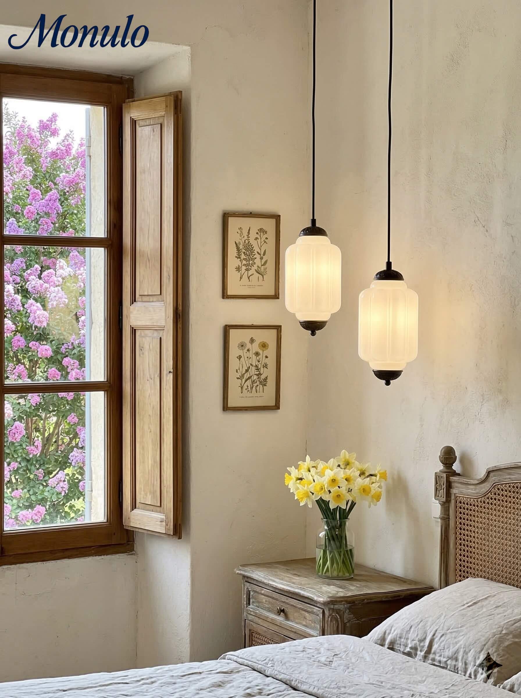 Vintage Glazen Hanglamp met Nostalgische Uitstraling – Verfijnde Verlichting voor Eetkamer en Keuken | Sansoti