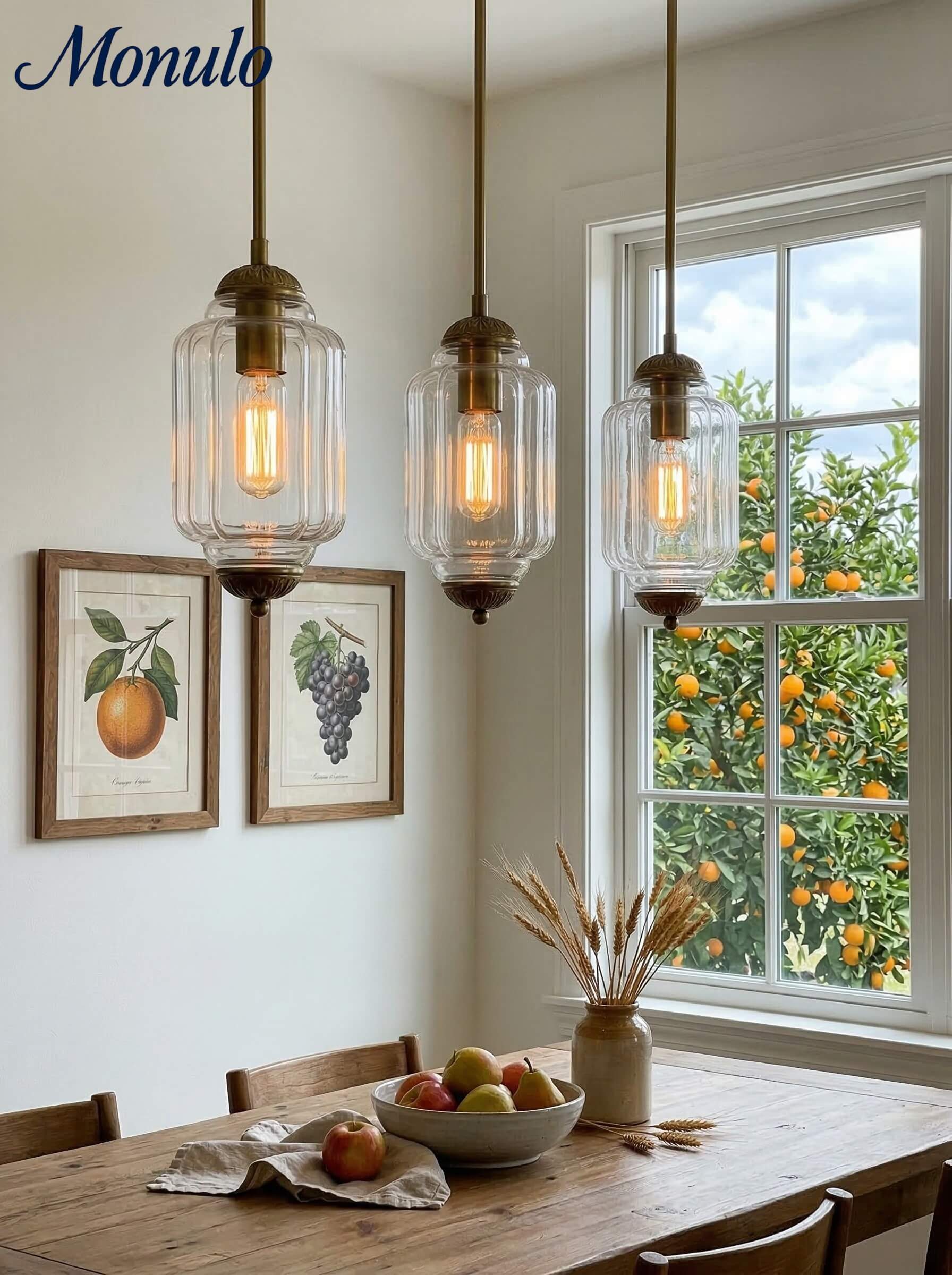 Vintage Glazen Hanglamp met Nostalgische Uitstraling – Verfijnde Verlichting voor Eetkamer en Keuken | Sansoti