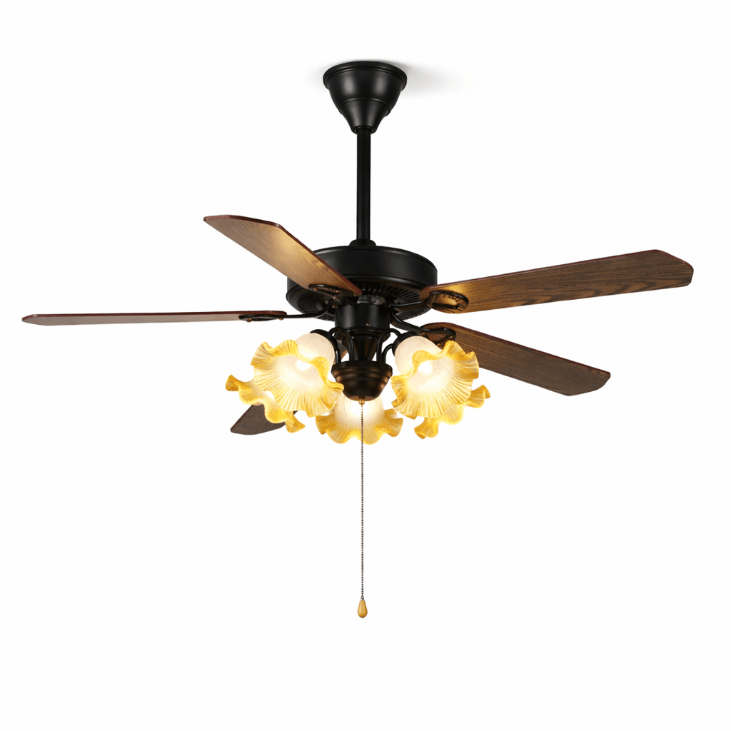 Theodore Vintage Plafondventilator met Verlichting — Retro Design met Dimbare Afstandsbediening | Sansoti