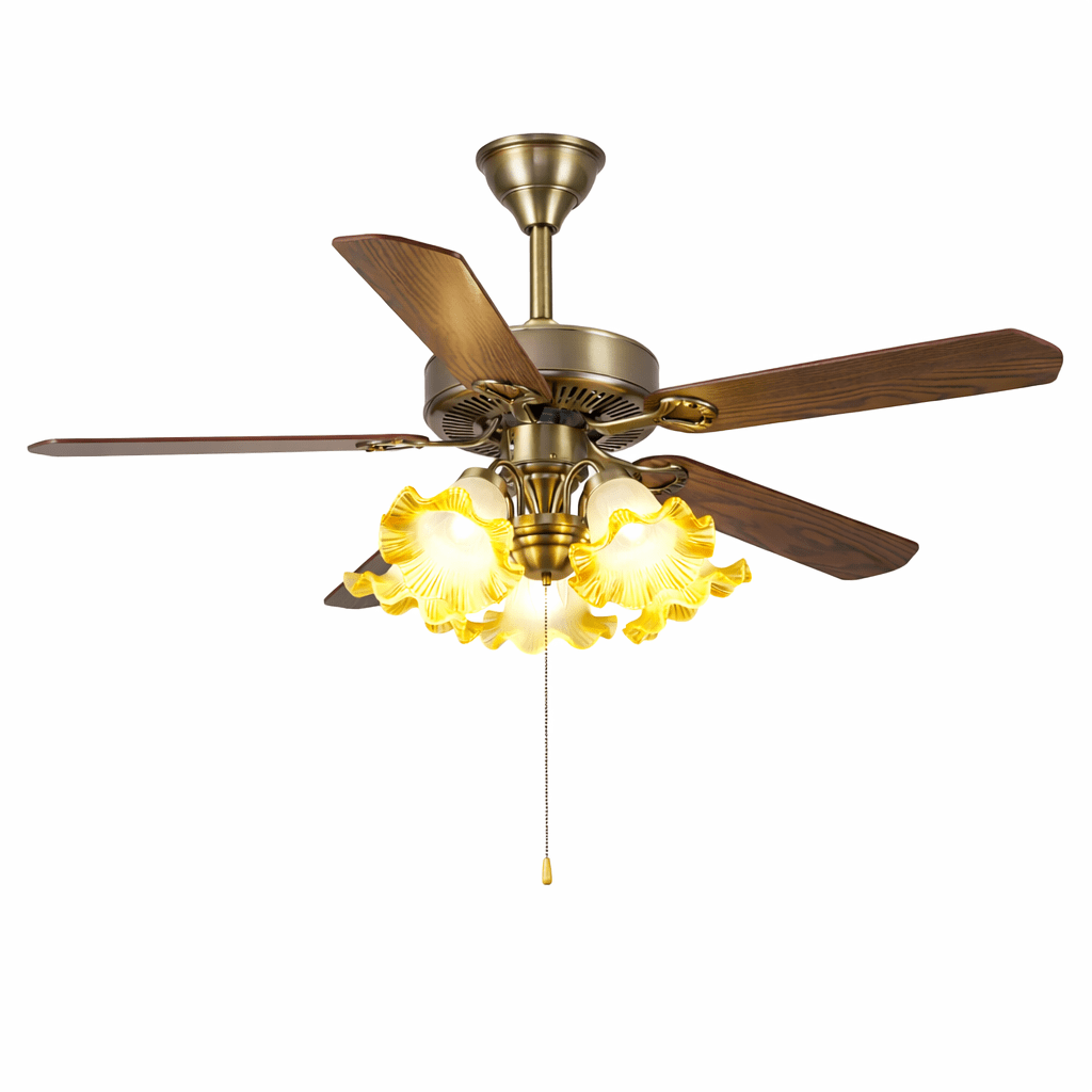 Theodore Vintage Plafondventilator met Verlichting — Retro Design met Dimbare Afstandsbediening | Sansoti
