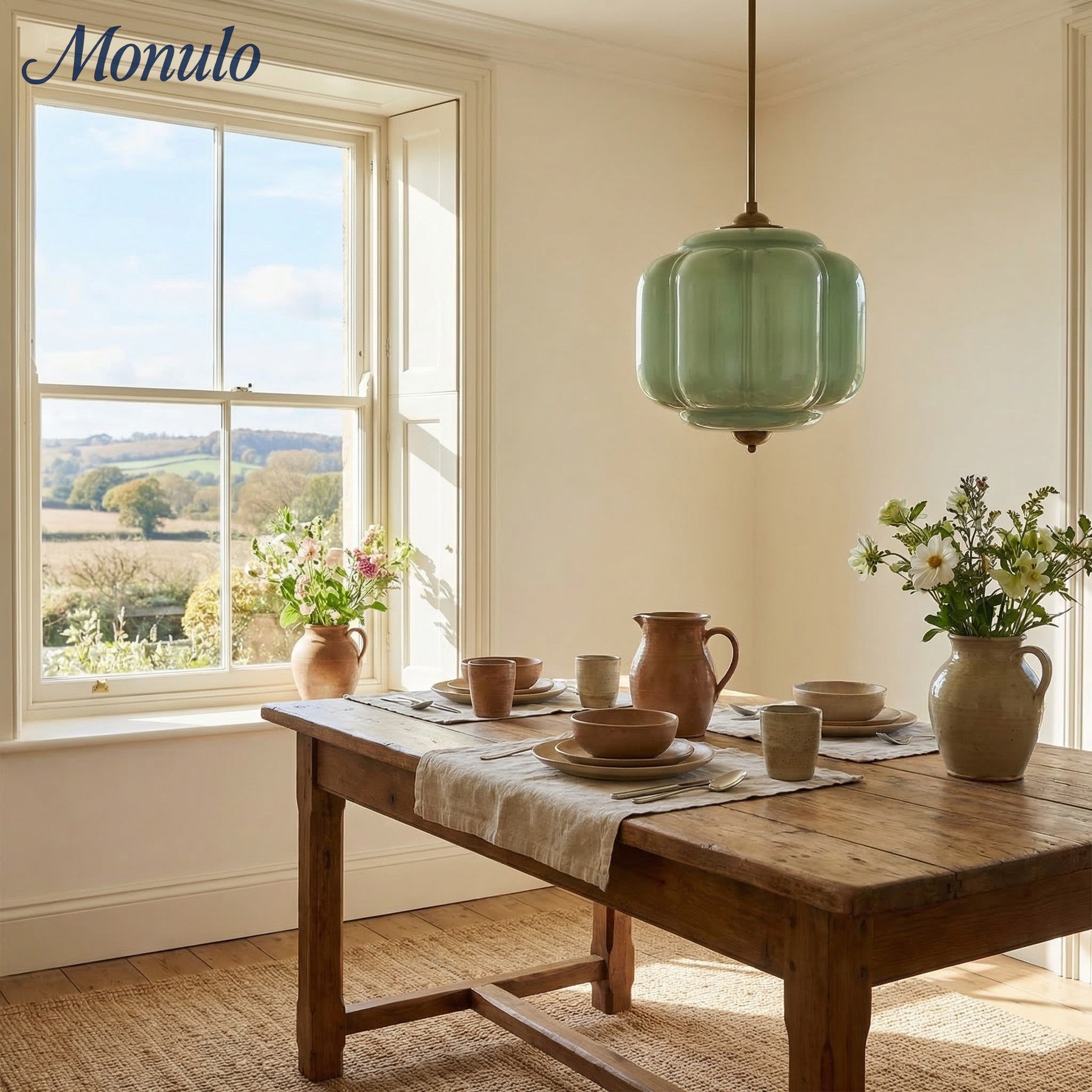 Vintage Melkglazen Hanglamp met Gegolfde Rand – Scandinavische Sfeerverlichting voor Keuken en Slaapkamer | Sansoti