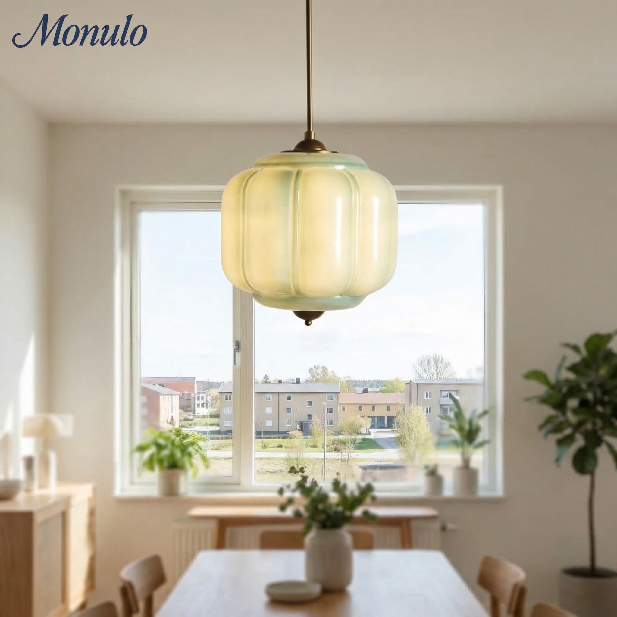 Vintage Melkglazen Hanglamp met Gegolfde Rand – Scandinavische Sfeerverlichting voor Keuken en Slaapkamer | Sansoti