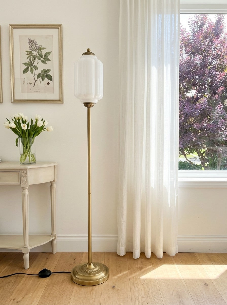 Decoratieve Glazen Pompoen Vloerlamp Retro Organische Stijl Woonkamer Staande Lamp | Sansoti