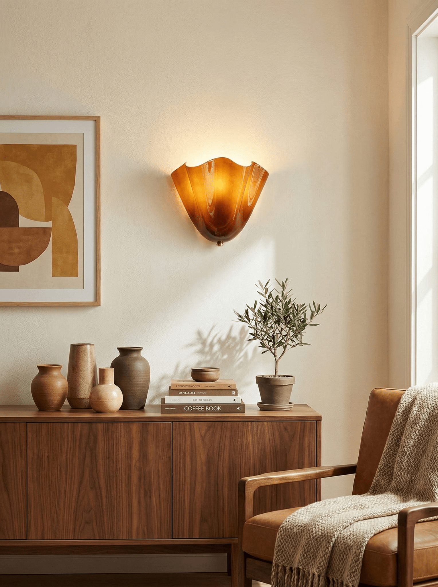 Petalia Wandlamp — Sculptural Petal-Geïnspireerde Glazen Wandverlichting met G9 Fitting en Hardwired Installatie (28 × 25 × 13 cm) | Sansoti