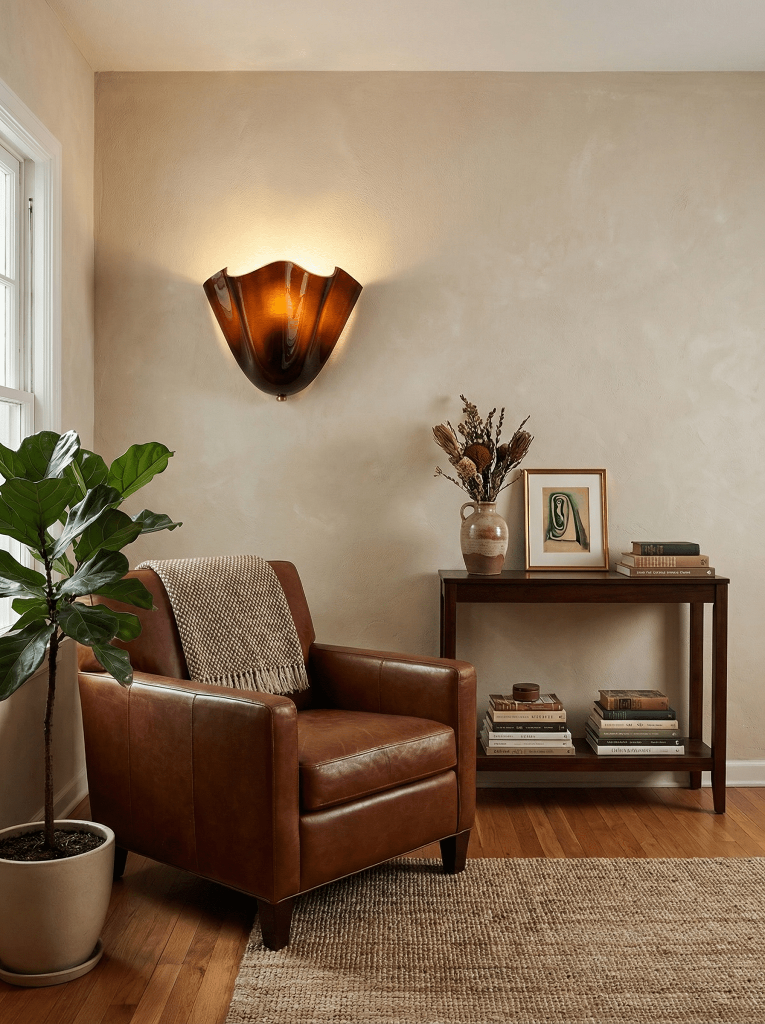 Petalia Wandlamp — Sculptural Petal-Geïnspireerde Glazen Wandverlichting met G9 Fitting en Hardwired Installatie (28 × 25 × 13 cm) | Sansoti