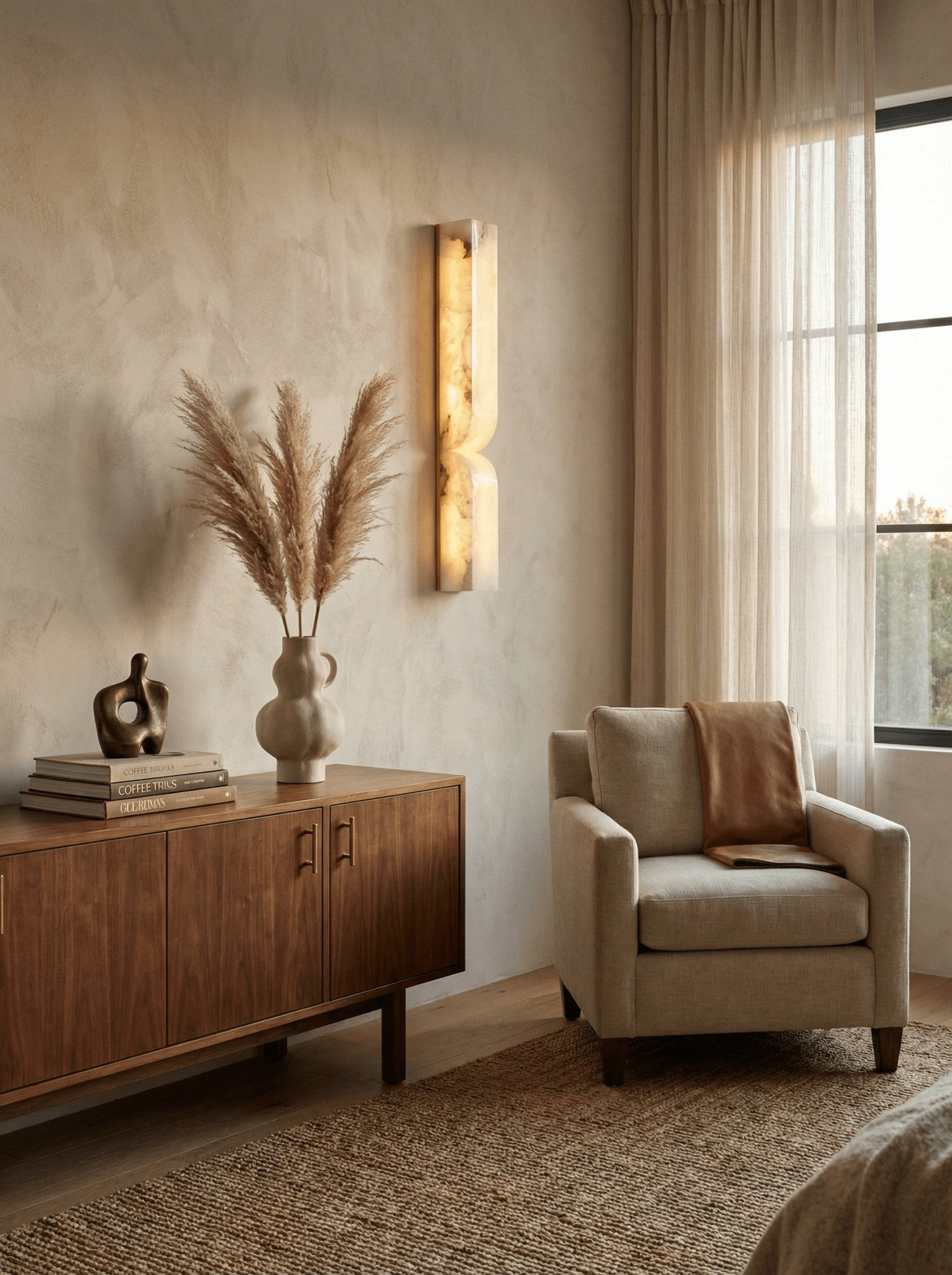 Natuursteen Wandlamp – Massief Alabaster met Organische Vormgeving & Warm Licht | Sansoti