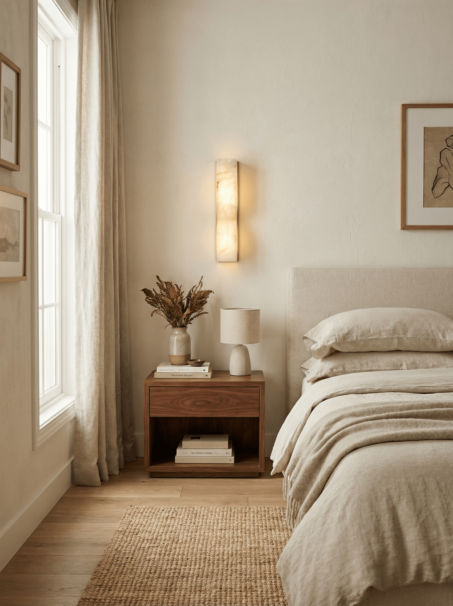 Natuursteen Wandlamp – Massief Alabaster met Organische Vormgeving & Warm Licht | Sansoti