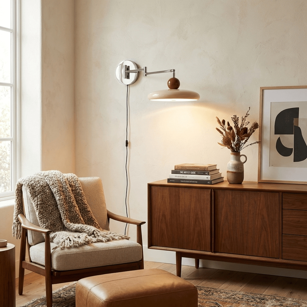 Ronde Plug-in Wandlamp – Scandinavisch Design met Geïntegreerde LED en 3 Kleurtemperaturen | Sansoti