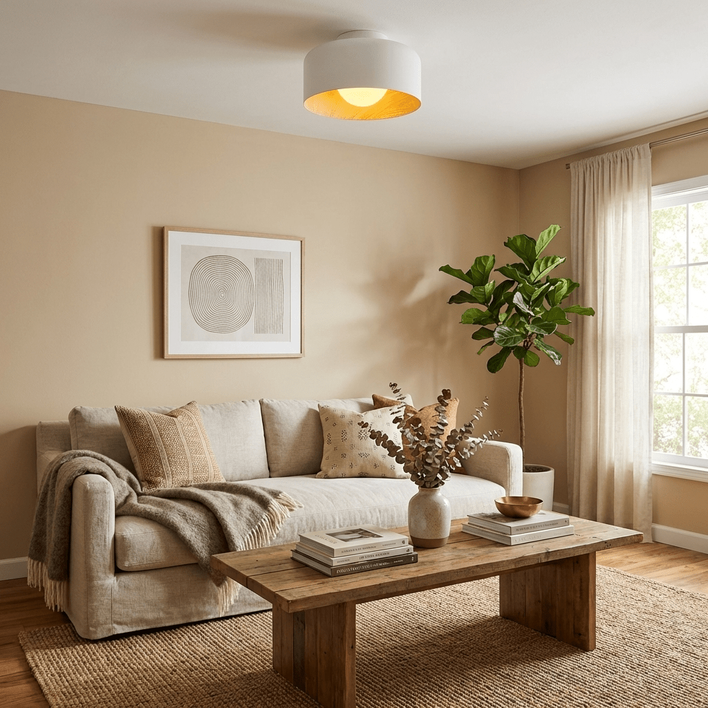 Ronde Plafondlamp met Houtnerf Interieur Glazen Bol ∅22 cm voor Hal Keuken Slaapkamer Wandmontage G9 Fitting | Sansoti