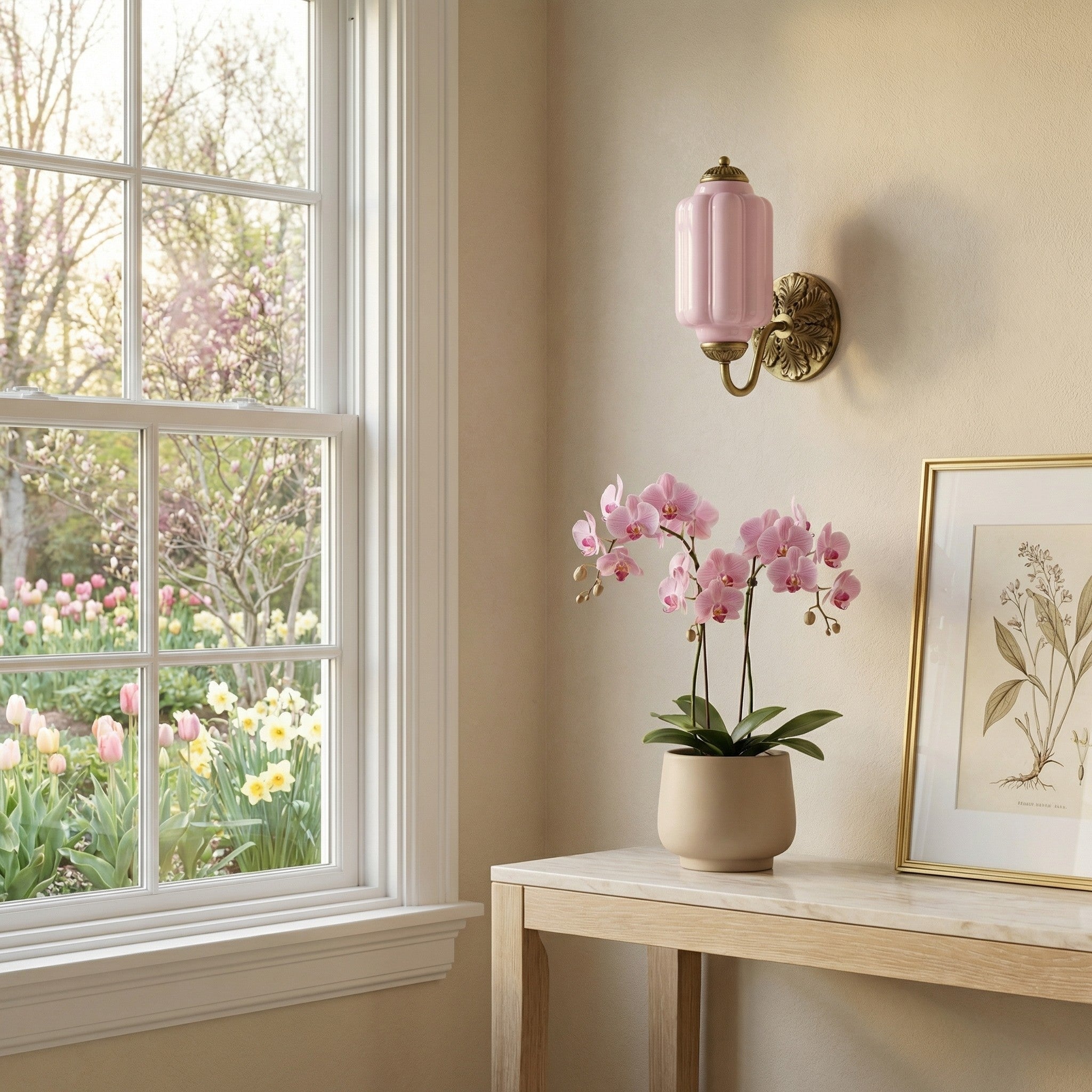 Vintage Wandlamp met Melkglas en Geolied Messing – Klassieke Retro Verlichting voor Hal, Slaapkamer, Woonkamer | Sansoti