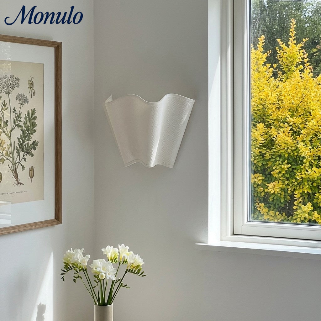 Wandlamp met Scalloped Linnen Kap Retro Design Klassieke Sfeerverlichting voor Woonkamer Slaapkamer Leeshoek | Sansoti