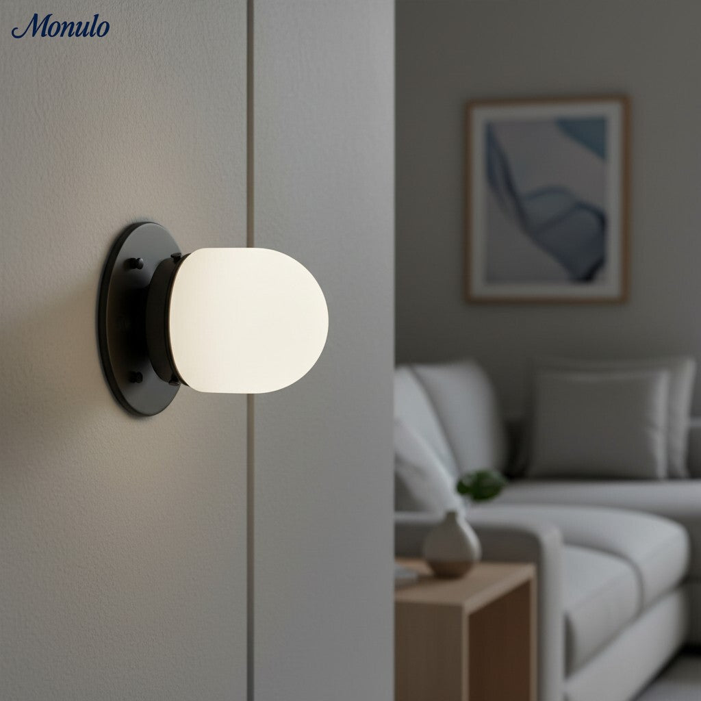 Opaal Glazen Wandlamp & Plafondlamp Dubbelfunctie Modern Design Messing | Sansoti