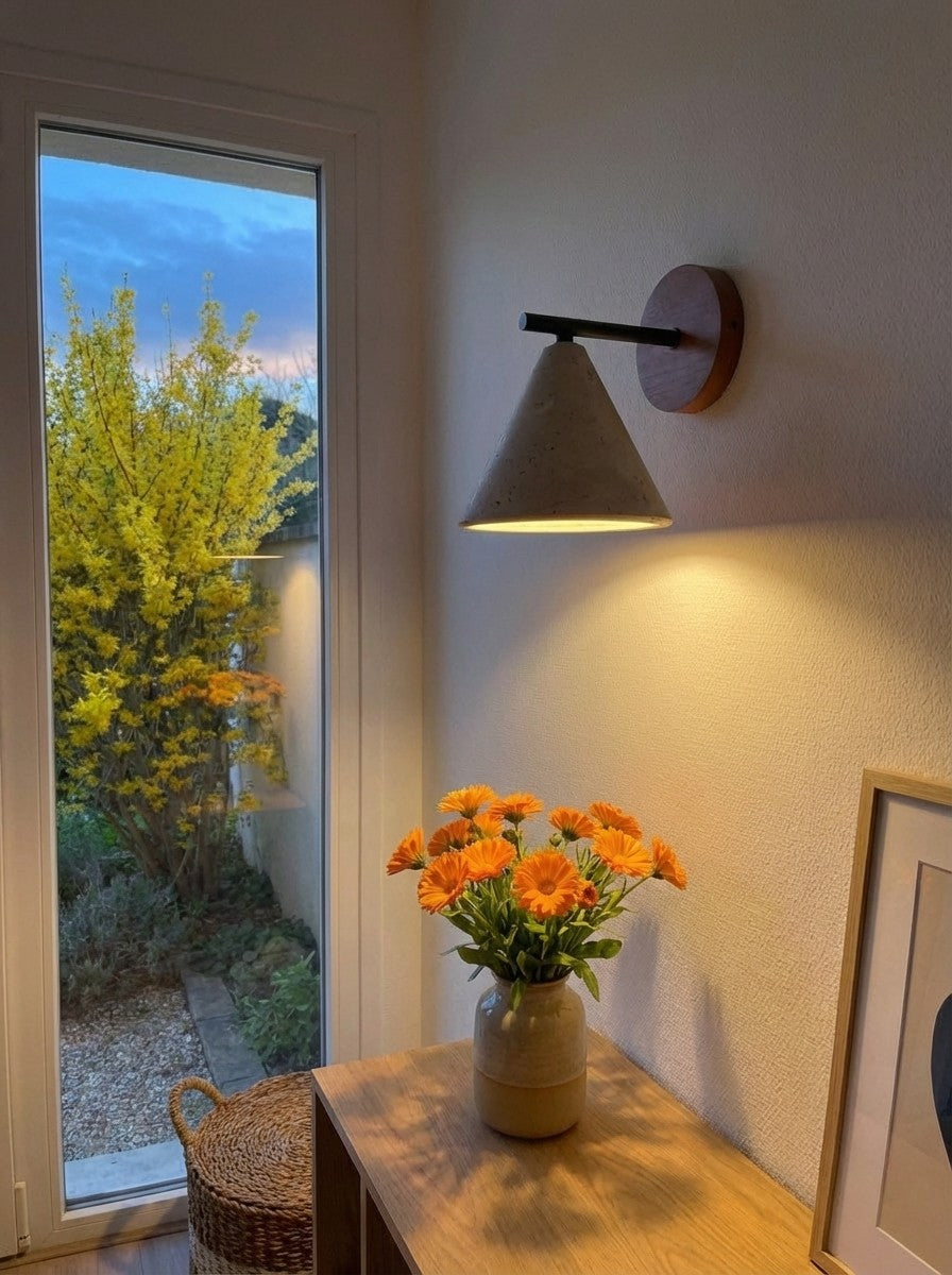 Travertijn Wandlamp Taps Toelopend Design Minimalistische Accentverlichting Slaapkamer Woonkamer | Sansoti