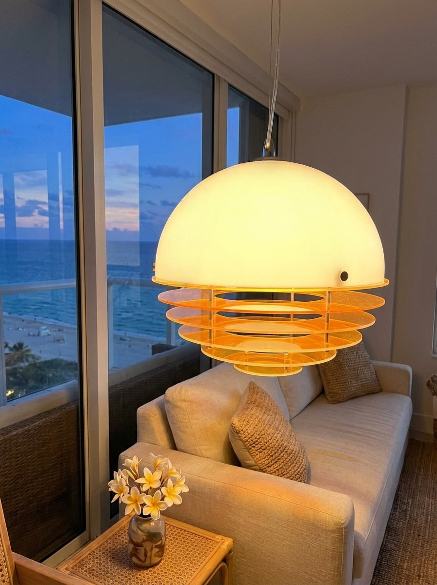 Stijlvolle Hanglamp Bauhaus Design Oranje-Wit Sfeerverlichting voor Moderne Interieurs | Sansoti