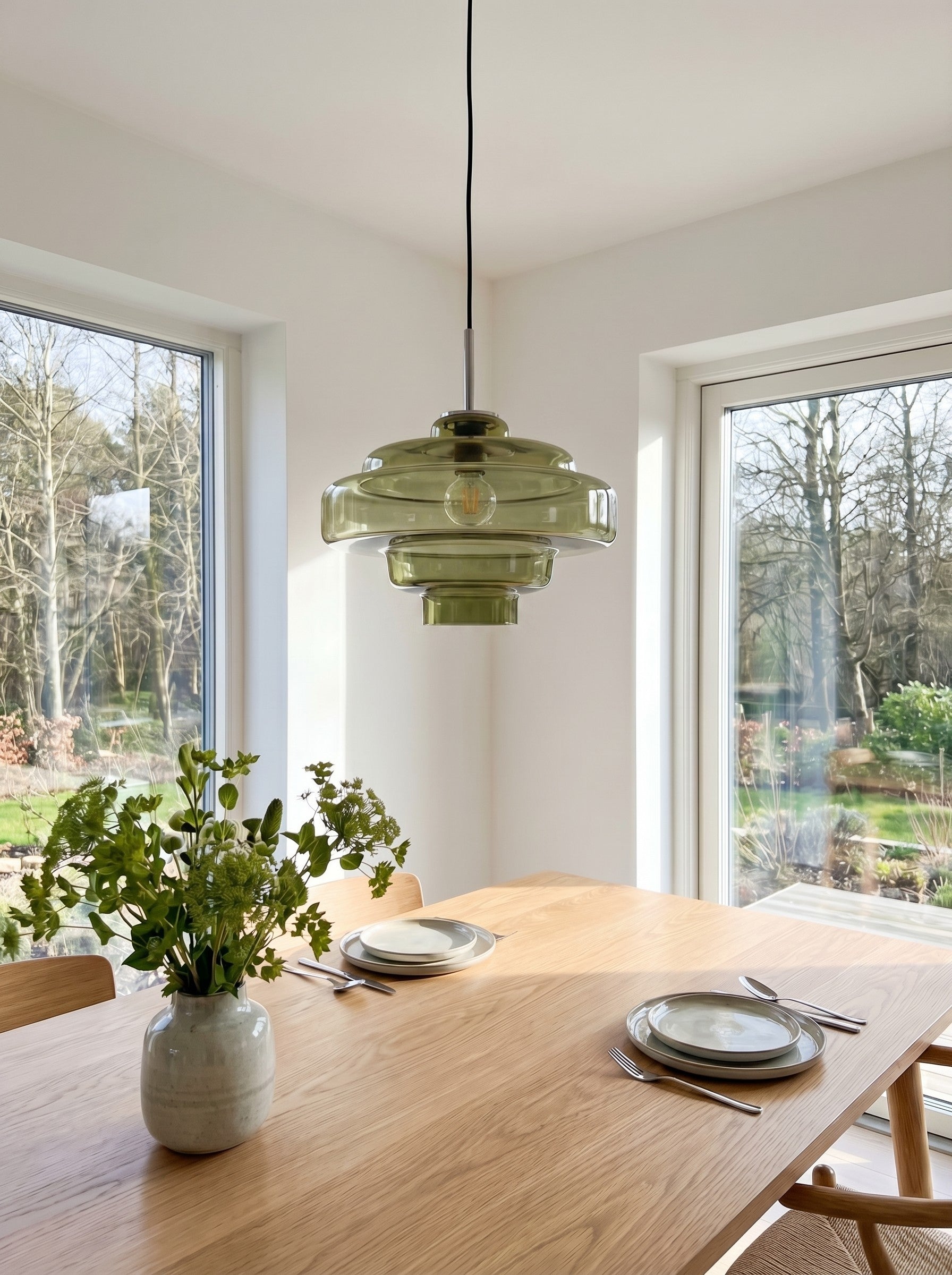 Gekleurde Glazen Hanglamp met Verstelbare Ophanging – Moderne Lichtpunt voor Eetkamer Keuken Woonkamer | Sansoti