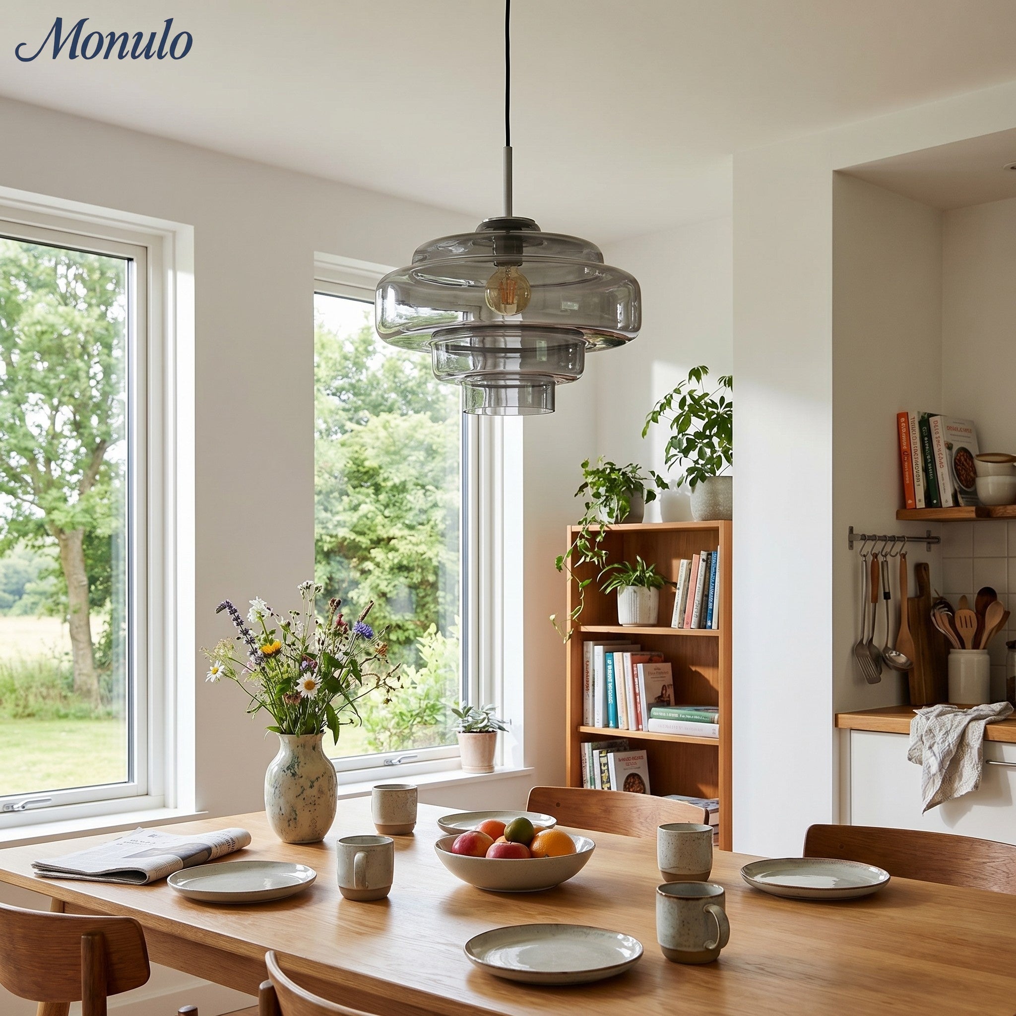 Gekleurde Glazen Hanglamp met Verstelbare Ophanging – Moderne Lichtpunt voor Eetkamer Keuken Woonkamer | Sansoti