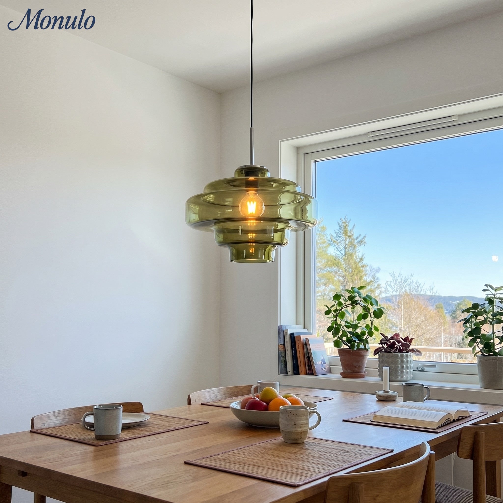 Gekleurde Glazen Hanglamp met Verstelbare Ophanging – Moderne Lichtpunt voor Eetkamer Keuken Woonkamer | Sansoti
