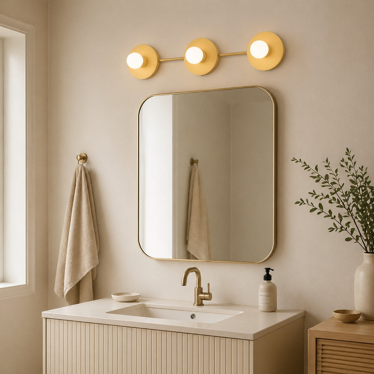 Minimalistische Badkamerlamp met Drie Lichtpunten - Verkrijgbaar in Meerdere Kleuren | Sansoti