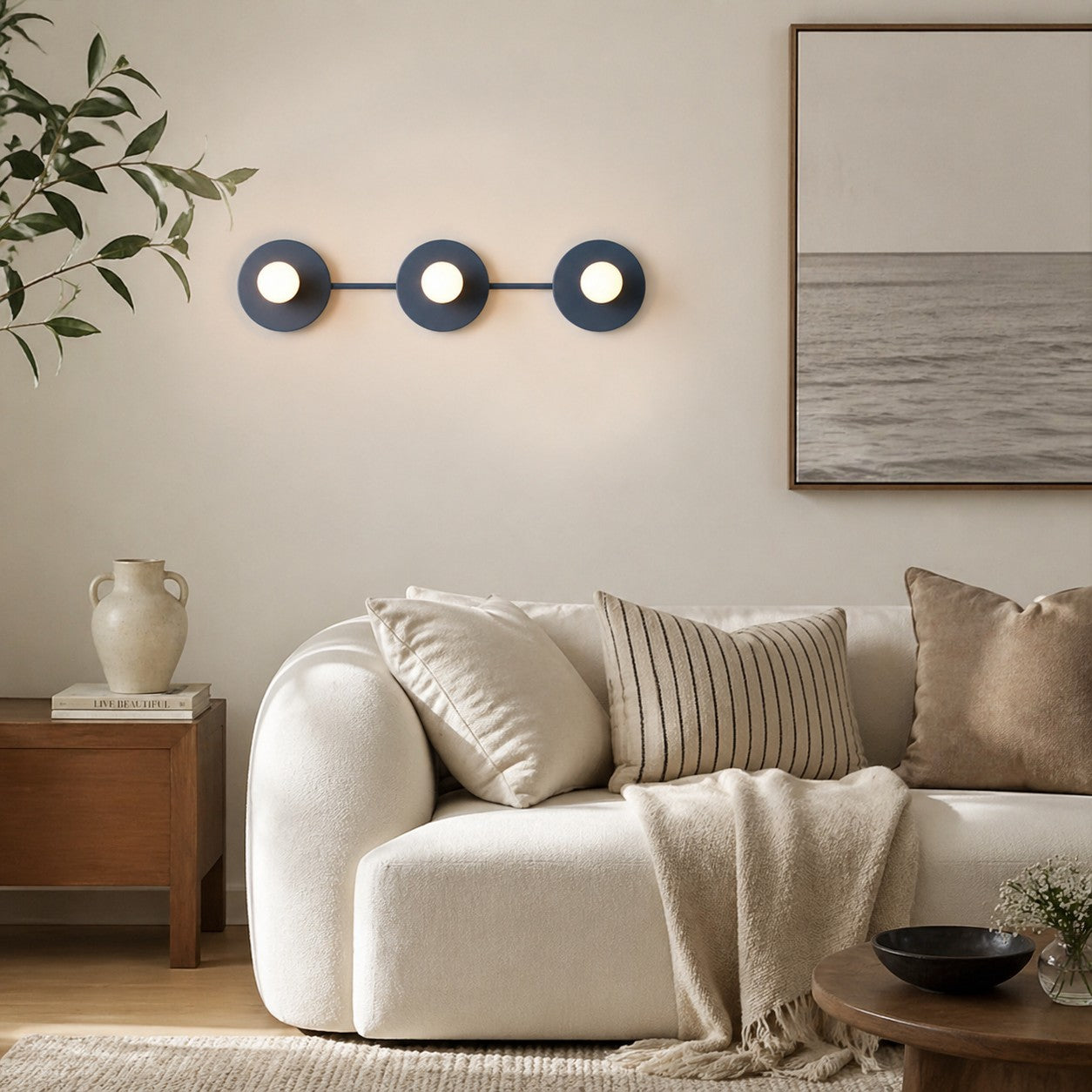 Minimalistische Badkamerlamp met Drie Lichtpunten - Verkrijgbaar in Meerdere Kleuren | Sansoti
