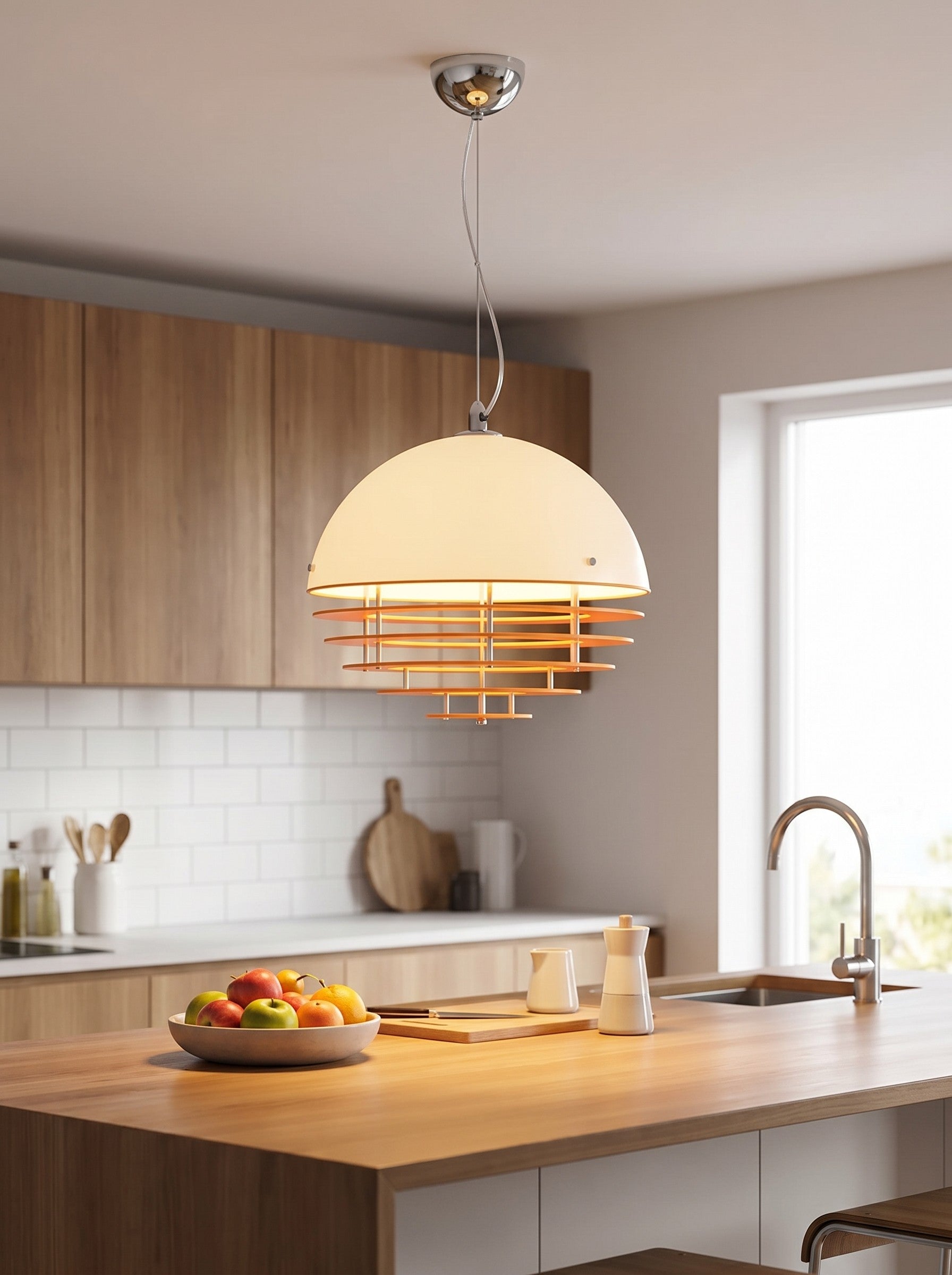 Stijlvolle Hanglamp Bauhaus Design Oranje-Wit Sfeerverlichting voor Moderne Interieurs | Sansoti