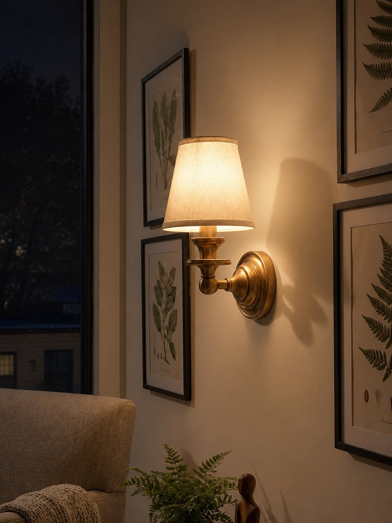 Wandlamp met stoffen kap en zwanenhalsarm – smeedijzeren armatuur met verstelbare leeslamp | Sansoti