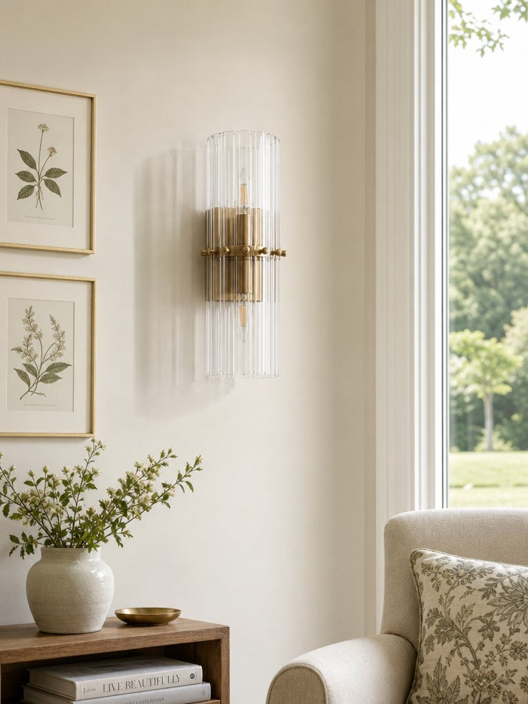 Kristallen Wandlamp met Dubbele Lichtbundel - Elegante Buitenlichtstrip voor Slaapkamer - Interieurverlichting met Glanzende Kristallen | Sansoti