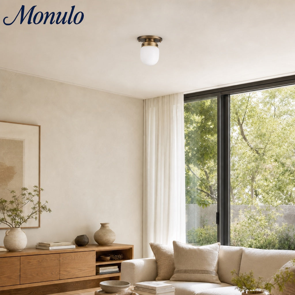 Opaal Glazen Wandlamp & Plafondlamp Dubbelfunctie Modern Design Messing | Sansoti