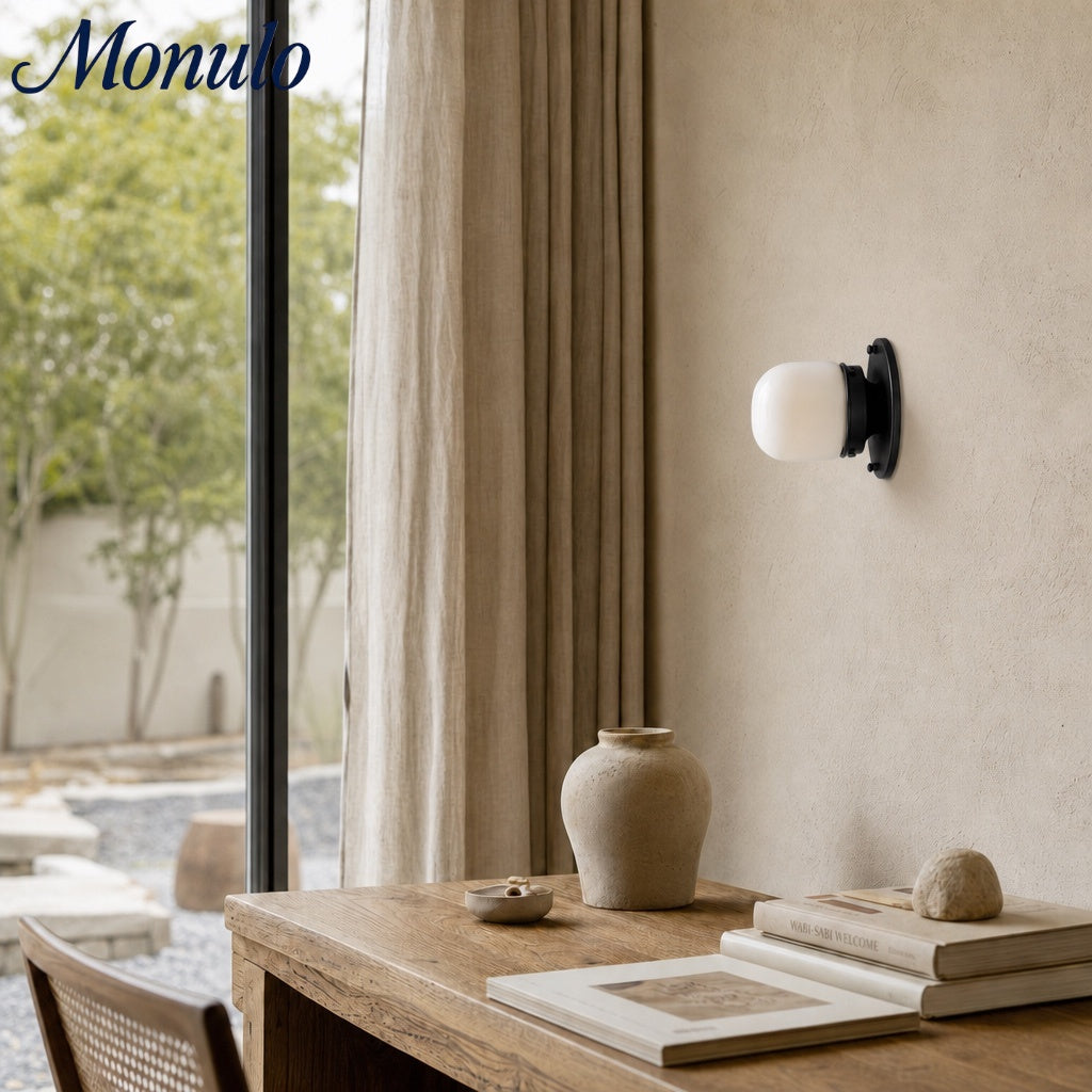Opaal Glazen Wandlamp & Plafondlamp Dubbelfunctie Modern Design Messing | Sansoti