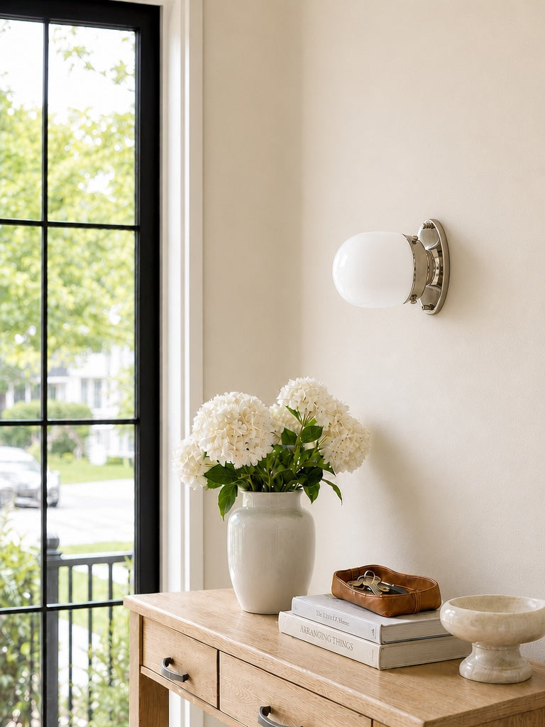 Opaal Glazen Wandlamp & Plafondlamp Dubbelfunctie Modern Design Messing | Sansoti