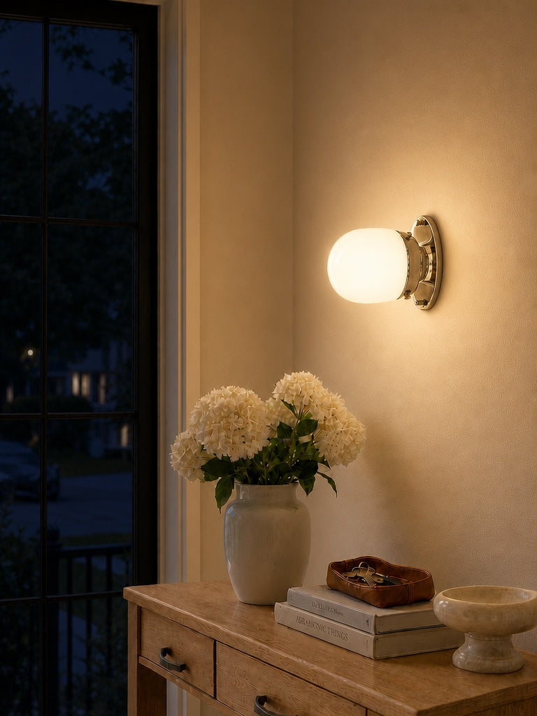 Opaal Glazen Wandlamp & Plafondlamp Dubbelfunctie Modern Design Messing | Sansoti