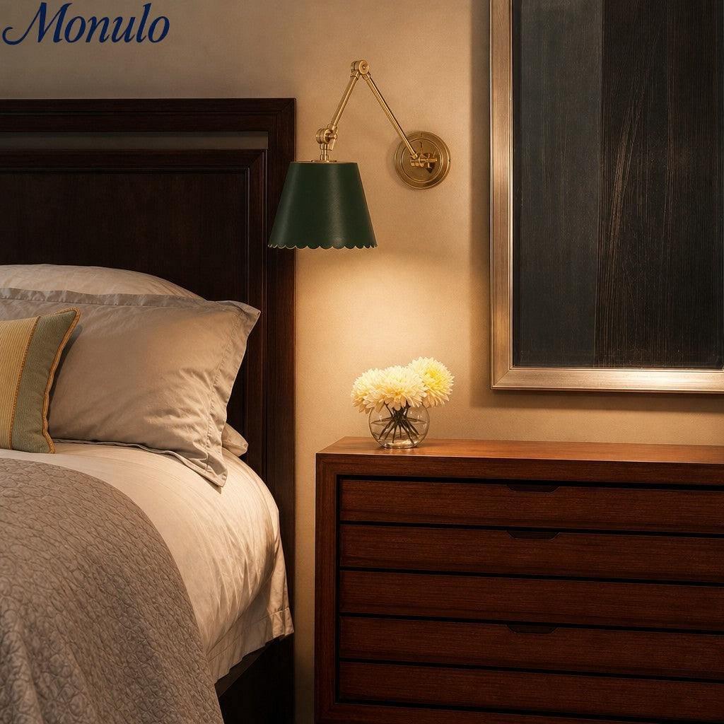 Wandlamp met Scalloped Shade – Modern Rustieke Verlichting voor Slaapkamer en Woonruimtes | Sansoti