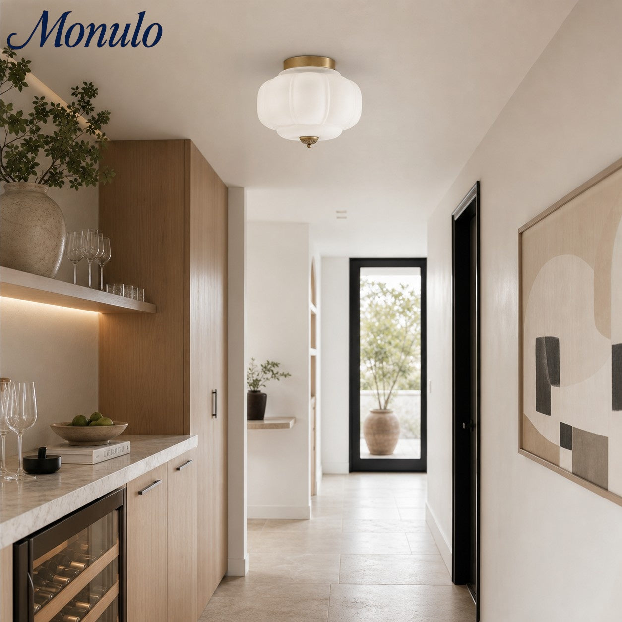 Retro Plafondlamp met Melkglazen Kap – Verfijnde Semi-Flush Mount Verlichting voor Moderne Interieurs | Sansoti