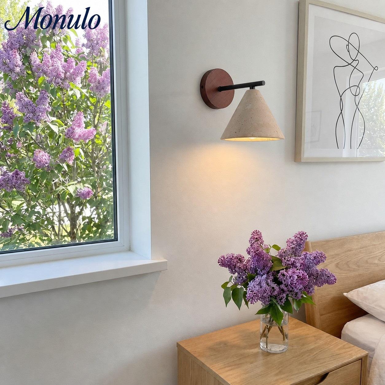Travertijn Wandlamp Taps Toelopend Design Minimalistische Accentverlichting Slaapkamer Woonkamer | Sansoti
