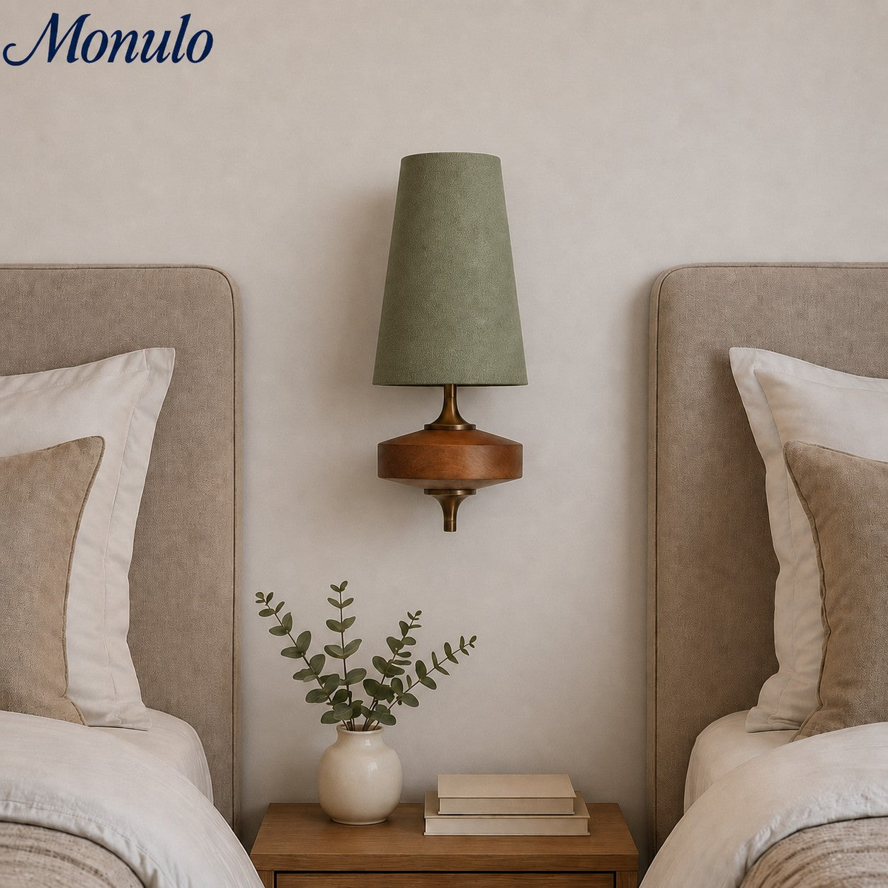 Retro Wandlamp met Stoffen Kap – Vintage Verlichting voor Slaapkamer | Sansoti
