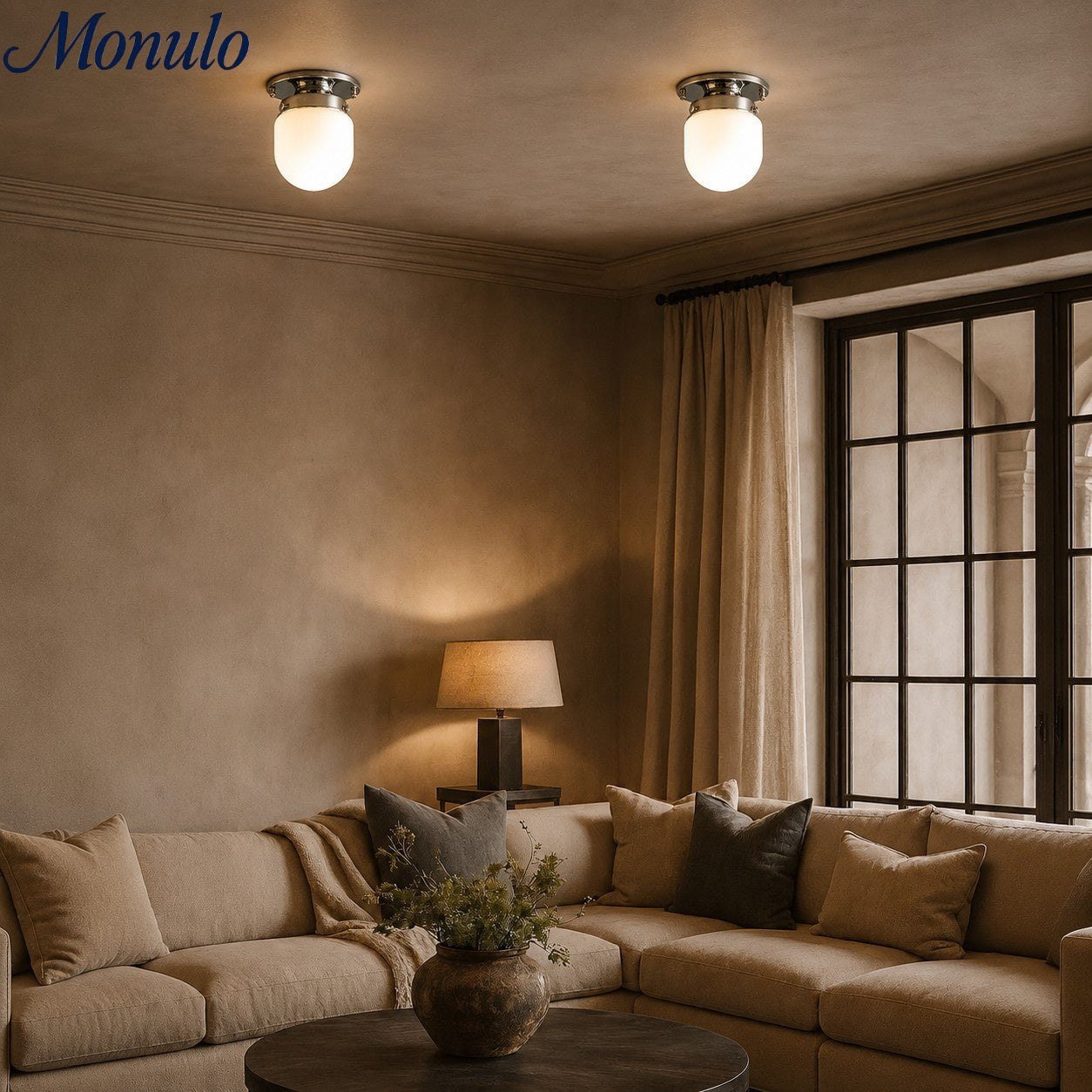 Opaal Glazen Wandlamp & Plafondlamp Dubbelfunctie Modern Design Messing | Sansoti