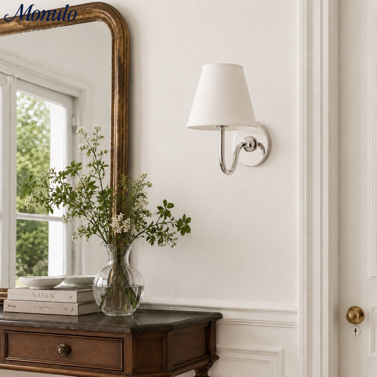 Wandlamp met Geplisseerde Stoffen Kap – Klassieke Verlichting voor Slaapkamer en Woonkamer | Sansoti