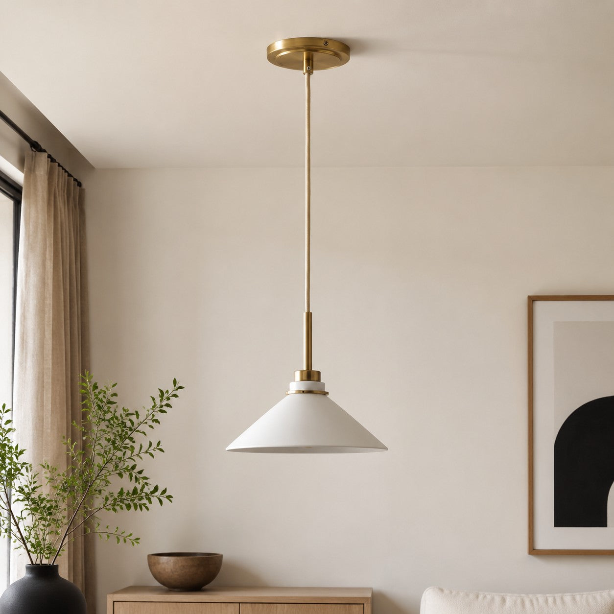 Kegelvormige Hanglamp in Landelijke Stijl - Dimbaar - Voor Keuken en Hal - Scandinavisch Geïnspireerd - Modern Farmhouse Verlichting | Sansoti