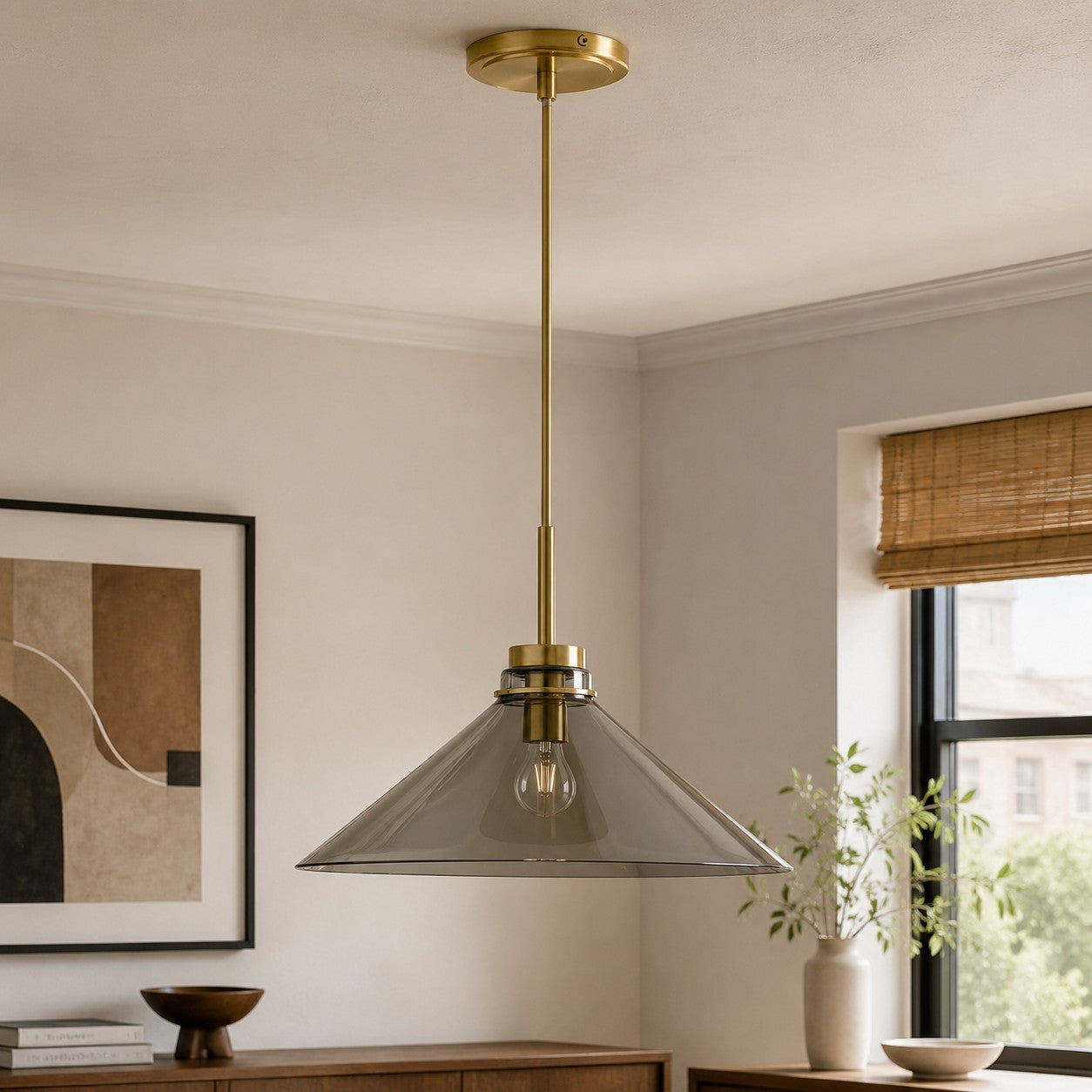 Kegelvormige Hanglamp in Landelijke Stijl - Dimbaar - Voor Keuken en Hal - Scandinavisch Geïnspireerd - Modern Farmhouse Verlichting | Sansoti