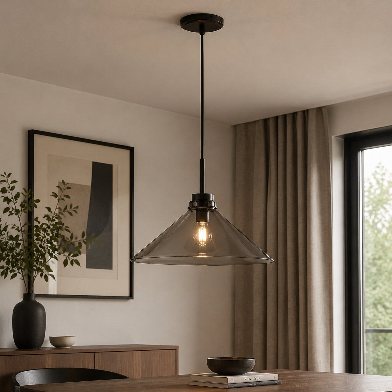 Kegelvormige Hanglamp in Landelijke Stijl - Dimbaar - Voor Keuken en Hal - Scandinavisch Geïnspireerd - Modern Farmhouse Verlichting | Sansoti