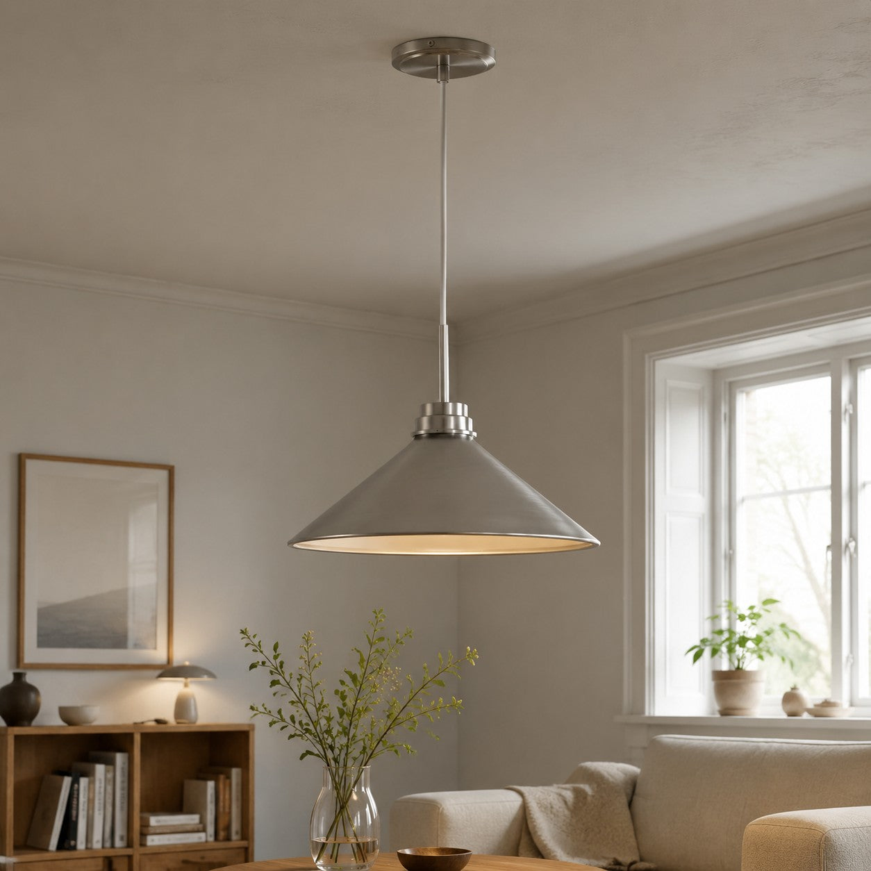 Kegelvormige Hanglamp in Landelijke Stijl - Dimbaar - Voor Keuken en Hal - Scandinavisch Geïnspireerd - Modern Farmhouse Verlichting | Sansoti