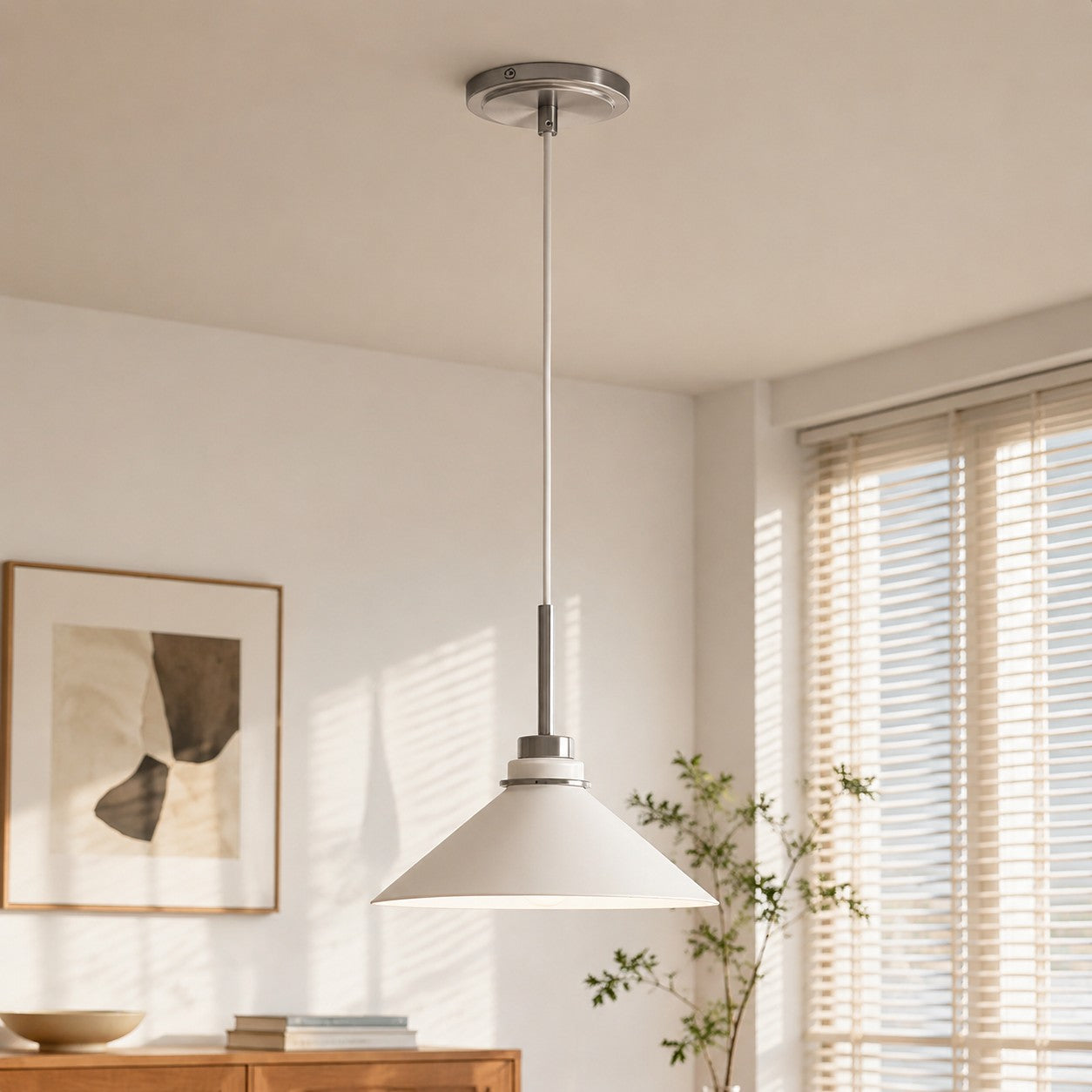 Kegelvormige Hanglamp in Landelijke Stijl - Dimbaar - Voor Keuken en Hal - Scandinavisch Geïnspireerd - Modern Farmhouse Verlichting | Sansoti