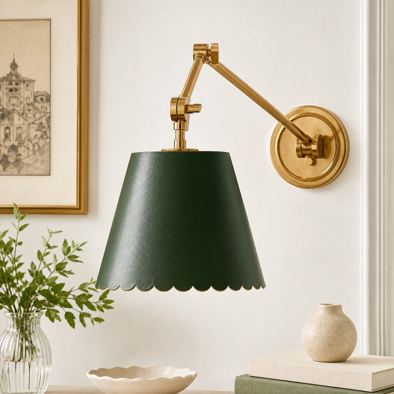 Wandlamp met Scalloped Shade – Modern Rustieke Verlichting voor Slaapkamer en Woonruimtes | Sansoti