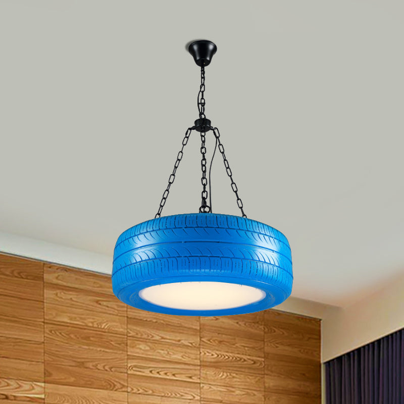 Industriële Hanglamp Autoband Rubber met Ketting voor Bar | Creatieve Verlichting Groen Geel Roze Rood Blauw | Sansoti