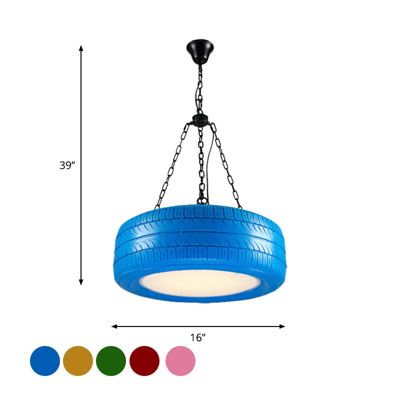 Industriële Hanglamp Autoband Rubber met Ketting voor Bar | Creatieve Verlichting Groen Geel Roze Rood Blauw | Sansoti