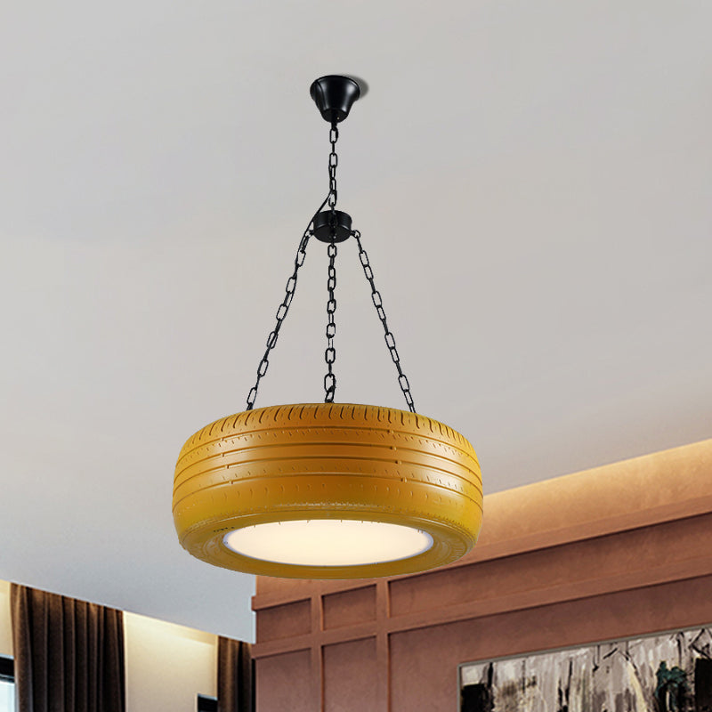 Industriële Hanglamp Autoband Rubber met Ketting voor Bar | Creatieve Verlichting Groen Geel Roze Rood Blauw | Sansoti