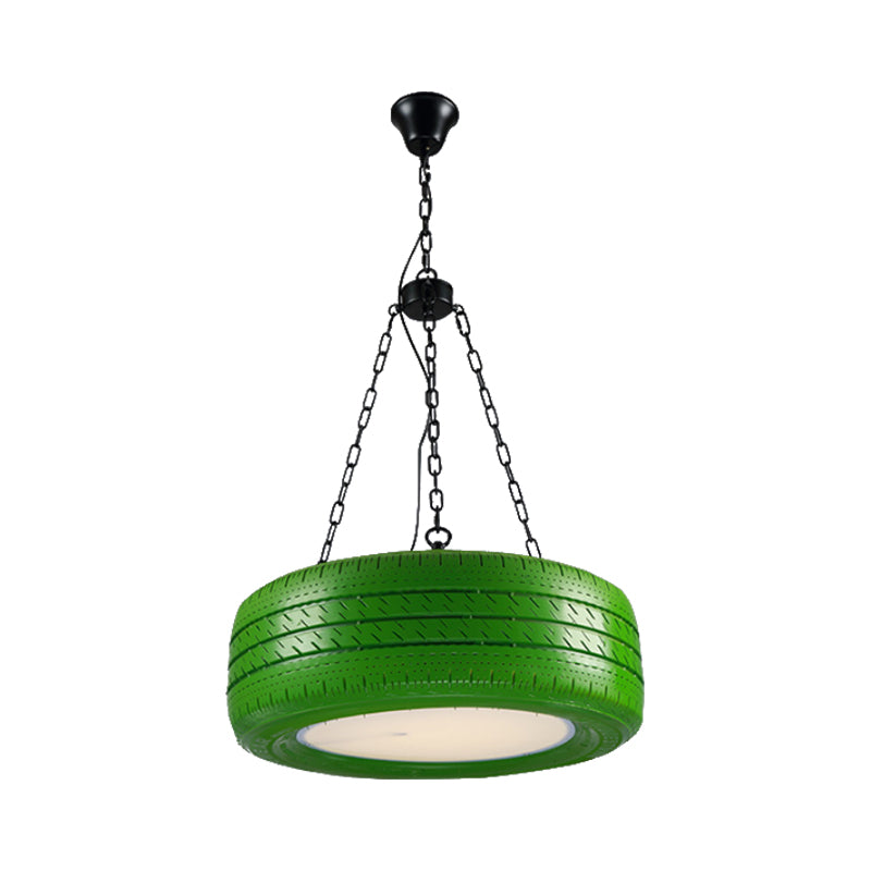 Industriële Hanglamp Autoband Rubber met Ketting voor Bar | Creatieve Verlichting Groen Geel Roze Rood Blauw | Sansoti