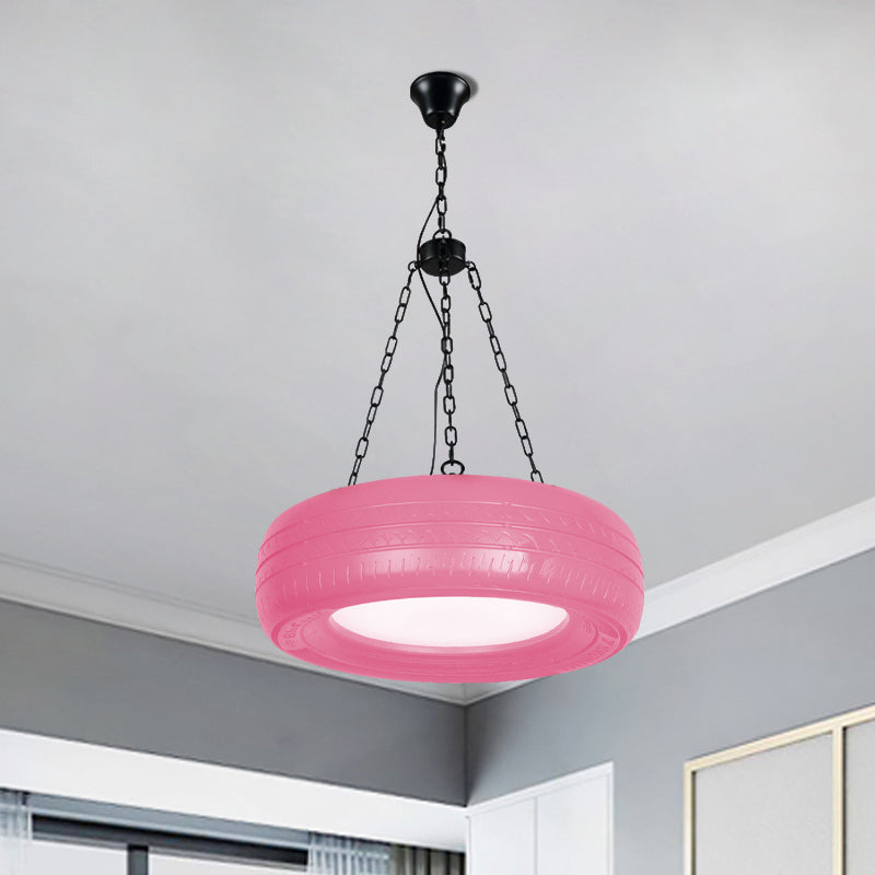Industriële Hanglamp Autoband Rubber met Ketting voor Bar | Creatieve Verlichting Groen Geel Roze Rood Blauw | Sansoti